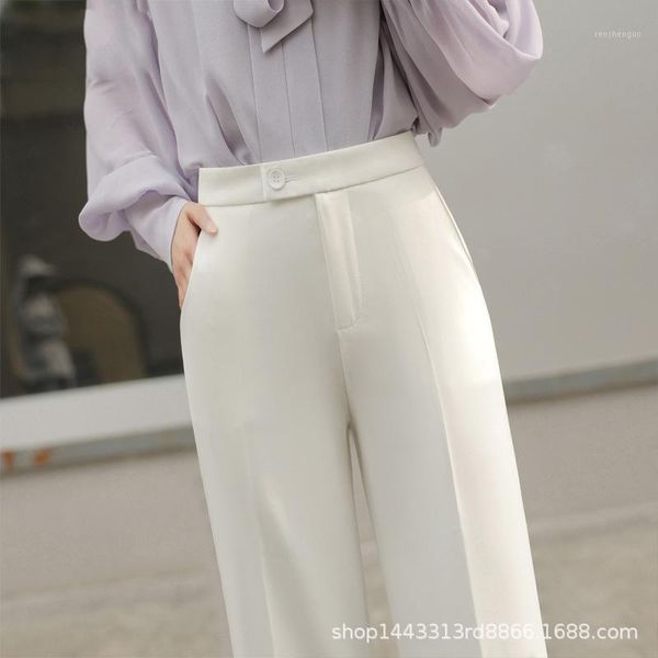 high waisted slim drop feeling straight tube wide leg pants women's nine point professional end work suit & capris, Black;white
high waisted slim drop feeling straight tube wide leg pants women's nine point professional end work suit & capris, Black;white