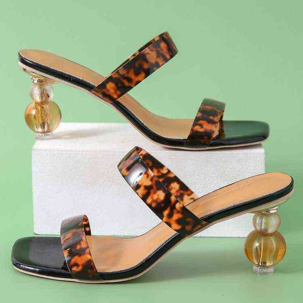 high heeled slippers women's summer leopard print pvc outer wear fashion gourd heel sexy, Black
high heeled slippers women's summer leopard print pvc outer wear fashion gourd heel sexy, Black