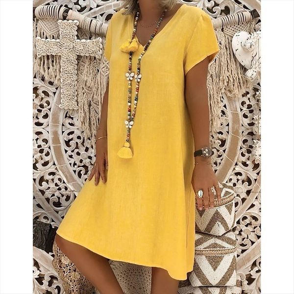 summer plus size pure color womens dresses short sleeved loose v neck natural casual g30, Black;gray
summer plus size pure color womens dresses short sleeved loose v neck natural casual g30, Black;gray
