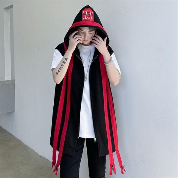 zipper long hooded vest men red black patchwork punk sleeveless jacket techwear casual gilet for man men's vests, Black;white
zipper long hooded vest men red black patchwork punk sleeveless jacket techwear casual gilet for man men's vests, Black;white