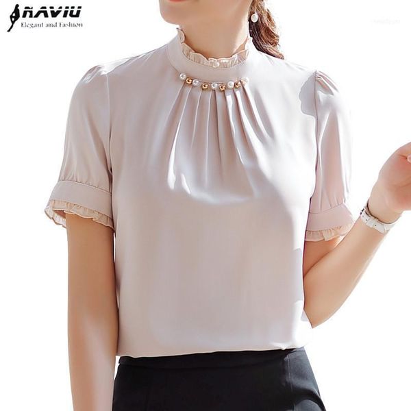 summer fashion womens and blouses stand collar short sleeve shirt for office lady formal workwear1, White
summer fashion womens and blouses stand collar short sleeve shirt for office lady formal workwear1, White