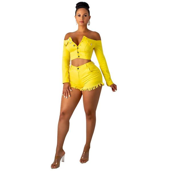 women's tracksuits yellow 2 piece clothing sets outfits for women summer solid color word collar long sleeve shirt and denim shorts, Gray
women's tracksuits yellow 2 piece clothing sets outfits for women summer solid color word collar long sleeve shirt and denim shorts, Gray