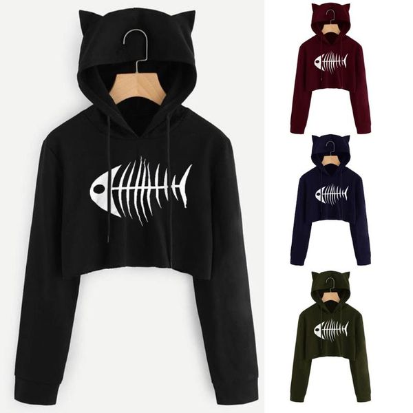 women's hoodies & sweatshirts harajuku hooded womens fish bone printed hoodie drawstring pullover long sleeve female casual hoody girl, Black
women's hoodies & sweatshirts harajuku hooded womens fish bone printed hoodie drawstring pullover long sleeve female casual hoody girl, Black