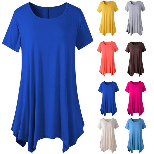 round neck short sleeve asymmetrical women t shirts hemline solid flowy loose poleras camiseta harajuku, White
round neck short sleeve asymmetrical women t shirts hemline solid flowy loose poleras camiseta harajuku, White