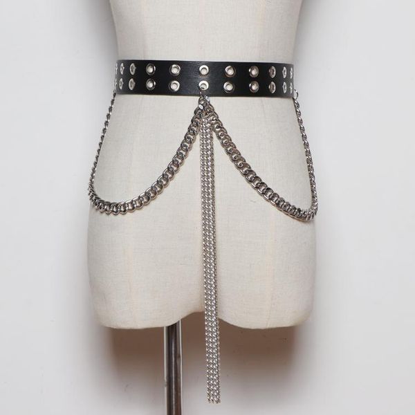belts 2021 black pu punk waist belt with chain double layers buckle pins hollow out waistband metal alloy pant, Black;brown
belts 2021 black pu punk waist belt with chain double layers buckle pins hollow out waistband metal alloy pant, Black;brown