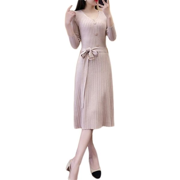 winter dress women long belt v neck slim autumn korean fashion black knee-length knitted sweater dresses feminina lr928 210531, Black;gray
winter dress women long belt v neck slim autumn korean fashion black knee-length knitted sweater dresses feminina lr928 210531, Black;gray