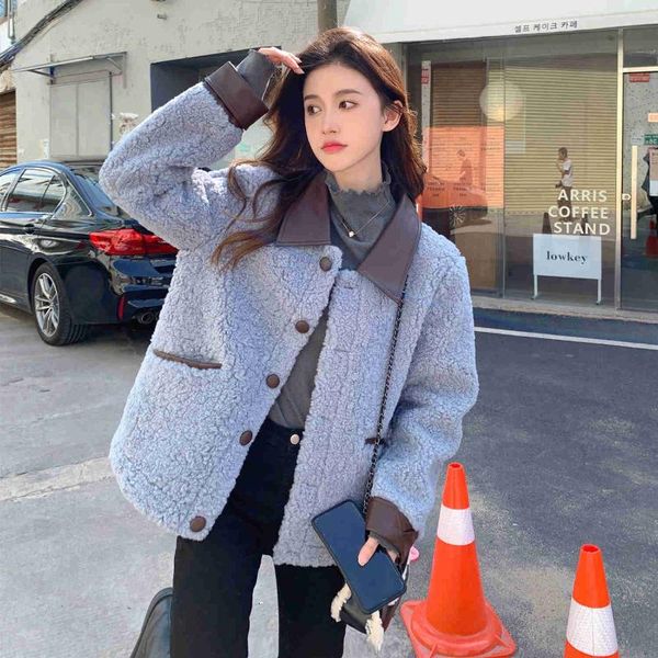 women's jackets cmaz 2021 autumn winter thick coats for women pu leather color contrast patchwork lamb wool coat and winte, Black;brown
women's jackets cmaz 2021 autumn winter thick coats for women pu leather color contrast patchwork lamb wool coat and winte, Black;brown