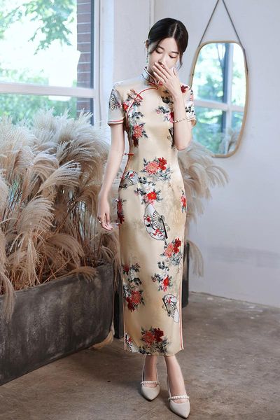 ethnic clothing fashion modern floral print mandarin collar cheongsam women traditional chinese style short sleeve qipao, Red
ethnic clothing fashion modern floral print mandarin collar cheongsam women traditional chinese style short sleeve qipao, Red