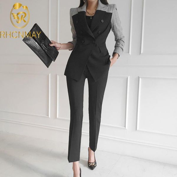 women's two piece pants autumn women blazer set double-breasted jacket & pencil pant business casual suit work female 2, White
women's two piece pants autumn women blazer set double-breasted jacket & pencil pant business casual suit work female 2, White