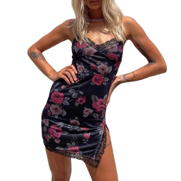 summer women's bodycon mini dress, cute v neck spaghetti strap sleeveless lace trim split hem cami dress casual dresses, Black;gray
summer women's bodycon mini dress, cute v neck spaghetti strap sleeveless lace trim split hem cami dress casual dresses, Black;gray
