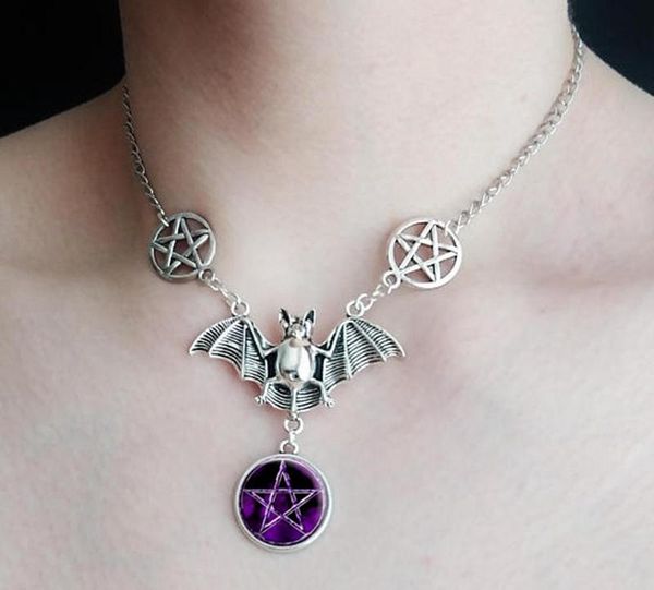 pendant necklaces rongwo personalized halloween bat necklace gothic hip hop jewelry pentagram charm punk party gift, Silver
pendant necklaces rongwo personalized halloween bat necklace gothic hip hop jewelry pentagram charm punk party gift, Silver