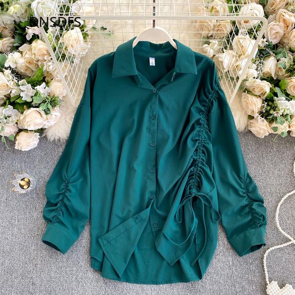 women's blouses & shirts autumn shirt 2021 women drawstring pleated irregular casual chic loose korean solid long sleeve, White
women's blouses & shirts autumn shirt 2021 women drawstring pleated irregular casual chic loose korean solid long sleeve, White