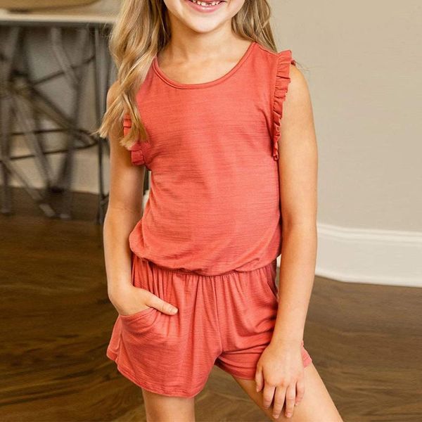 children kids girls sets sleeveless solid ruffles romper jumpsuit with side pockets summer fashion girl clothes clothing, White
children kids girls sets sleeveless solid ruffles romper jumpsuit with side pockets summer fashion girl clothes clothing, White