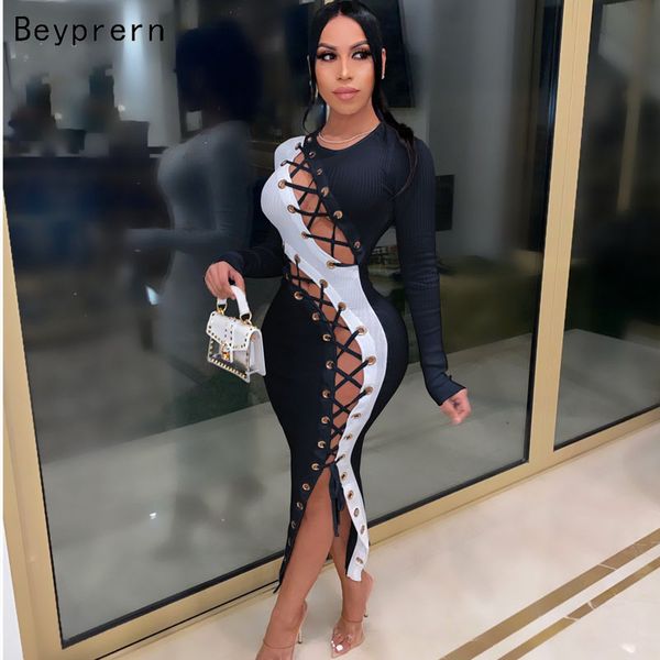 beyprern new womens hollow out bodycon lace-up patchwork dresses casual long sleeve ribbed bandage party club dresses 2021, Black;gray
beyprern new womens hollow out bodycon lace-up patchwork dresses casual long sleeve ribbed bandage party club dresses 2021, Black;gray