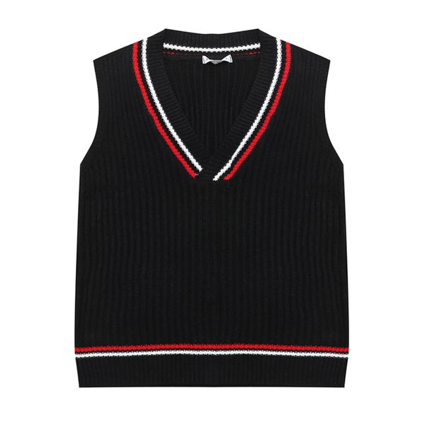 women vest sweater v neck knitted pullovers sleeveless black white stripe splicing winter preppy style m0141 210514
women vest sweater v neck knitted pullovers sleeveless black white stripe splicing winter preppy style m0141 210514