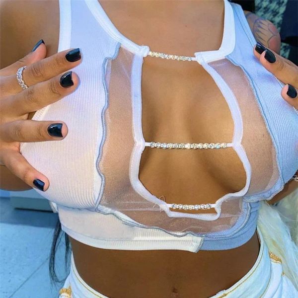women's tanks & camis diamonds chain hollow out tank for women sleeveless patchwork ribbed summer streetwear outside tee, White
women's tanks & camis diamonds chain hollow out tank for women sleeveless patchwork ribbed summer streetwear outside tee, White