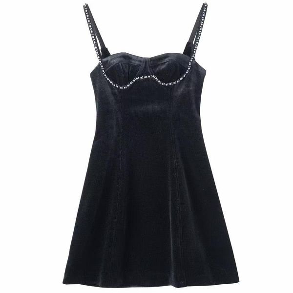 casual dresses spring boat neck velvet sling dress women's diamond-studded beaded sleeveless high waist party spaghetti strap y1021, Black;gray
casual dresses spring boat neck velvet sling dress women's diamond-studded beaded sleeveless high waist party spaghetti strap y1021, Black;gray