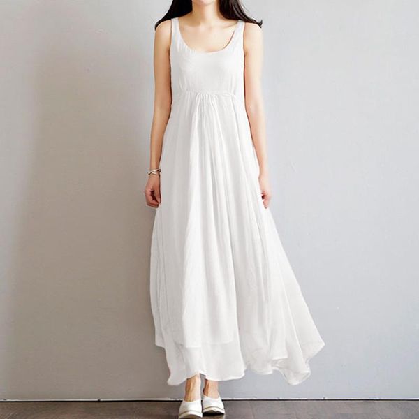 casual dresses 2022 loose solid color holiday vestidos robe sleeveless round neck ladies summer maxi long dress, Black;gray
casual dresses 2022 loose solid color holiday vestidos robe sleeveless round neck ladies summer maxi long dress, Black;gray