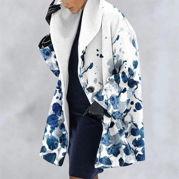 women's wool & blends women fashion winter long sleeve open floral print color casual coat jacket ladies warm loose overcoat outwear, Black
women's wool & blends women fashion winter long sleeve open floral print color casual coat jacket ladies warm loose overcoat outwear, Black