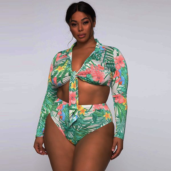 plus size swimwear women leaves print bikini long sleeves swimsuit female high waisted bathing suits summer beach wear 210520, White;black
plus size swimwear women leaves print bikini long sleeves swimsuit female high waisted bathing suits summer beach wear 210520, White;black