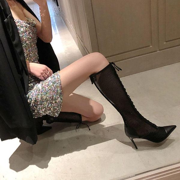 boots net red show thin summer hollow out leather roman high tube women's pointed heel breathable cool, Black
boots net red show thin summer hollow out leather roman high tube women's pointed heel breathable cool, Black