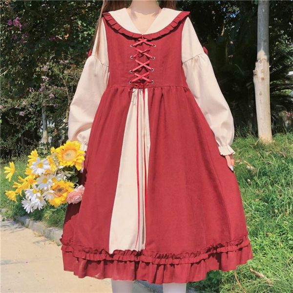 casual dresses houzhou kawaii lolita dress woman bandage bow ruffle red navy sailor collar patchwork preppy style cute spring autumn, Black;gray
casual dresses houzhou kawaii lolita dress woman bandage bow ruffle red navy sailor collar patchwork preppy style cute spring autumn, Black;gray