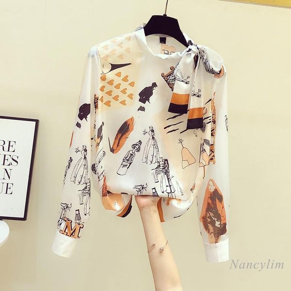 women's blouses & shirts bow tie collar long sleeve blouse women 2021 spring autumn korean style temperament printed chiffon shirt fema, White
women's blouses & shirts bow tie collar long sleeve blouse women 2021 spring autumn korean style temperament printed chiffon shirt fema, White