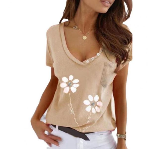 women's t-shirt summer female short sleeve t-shirts slim sport women buttons pocket for party, White
women's t-shirt summer female short sleeve t-shirts slim sport women buttons pocket for party, White