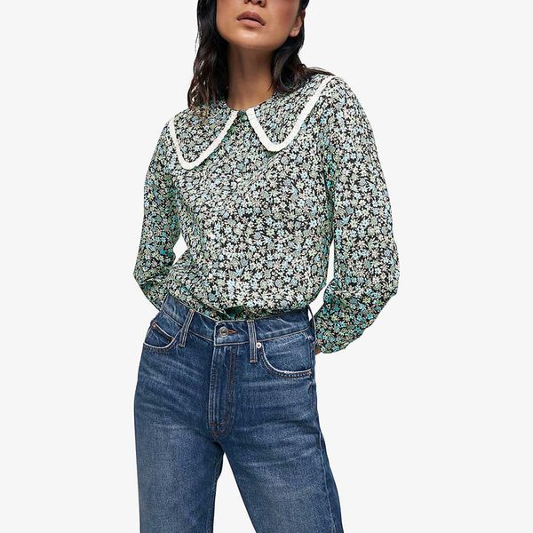 2021 spring long sleeve peter pan neck blue floral print cotton buttons single-breasted blouse women fashion shirt 21g12, White
2021 spring long sleeve peter pan neck blue floral print cotton buttons single-breasted blouse women fashion shirt 21g12, White