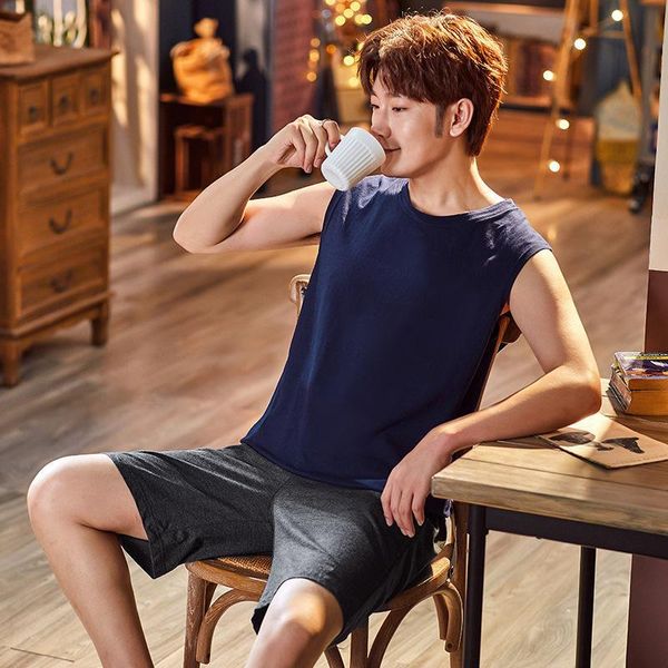 men's sleepwear pajamas summer short sleeve cotton vest solid color home wear set plus size spring szlafrok pijama masculino 32j4, Black;brown
men's sleepwear pajamas summer short sleeve cotton vest solid color home wear set plus size spring szlafrok pijama masculino 32j4, Black;brown