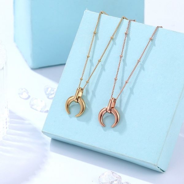 steel simple accessories long women's clavicle chain c-shaped moon ox sheep horn pendant necklace, Silver
steel simple accessories long women's clavicle chain c-shaped moon ox sheep horn pendant necklace, Silver