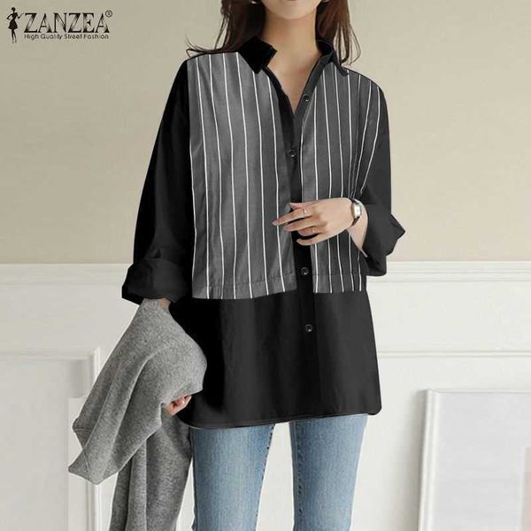 women's blouses & shirts blouses plus size zanzae stylish patchwork blouse spring striped ol casual long sleeve lapel female blus r1bm, White
women's blouses & shirts blouses plus size zanzae stylish patchwork blouse spring striped ol casual long sleeve lapel female blus r1bm, White
