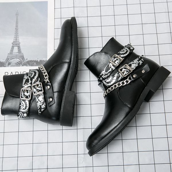 men shoes boots chain pu leather fashion casual comfortable bottes pour hommes botines sapatos para hombre chaussures pour dh458, Black
men shoes boots chain pu leather fashion casual comfortable bottes pour hommes botines sapatos para hombre chaussures pour dh458, Black