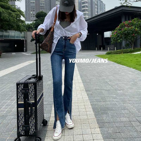 women's jeans fashion high-waisted thin leg slit design straight trousers flared 2021, Blue
women's jeans fashion high-waisted thin leg slit design straight trousers flared 2021, Blue
