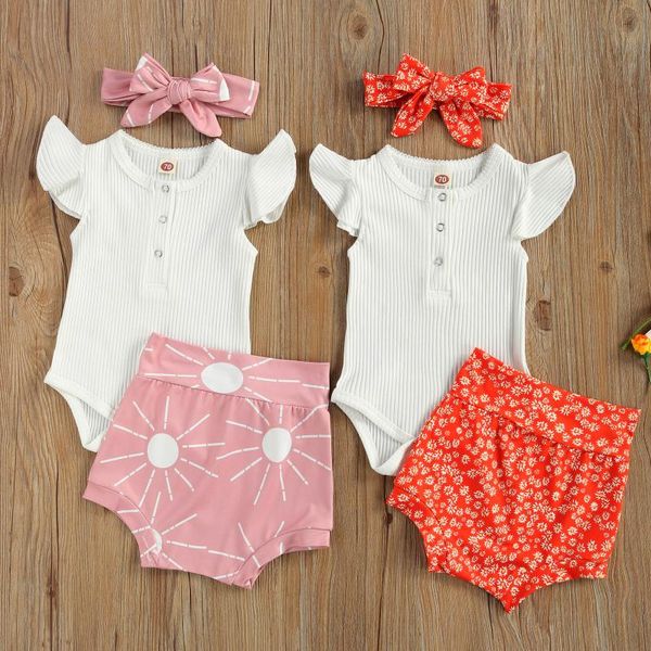 clothing sets -18m cute infant baby girl clothes sleeve button white solid knitted romper+sun/floral print high waist shorts 3pcs
clothing sets -18m cute infant baby girl clothes sleeve button white solid knitted romper+sun/floral print high waist shorts 3pcs