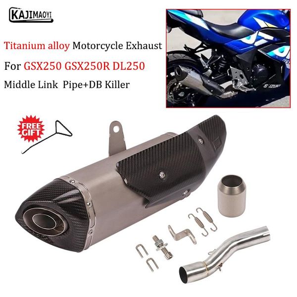 motorcycle exhaust escape modified middle pipe catalyst delete connecting titanium alloy muffler db killer for gsx250 250r dl250 system
motorcycle exhaust escape modified middle pipe catalyst delete connecting titanium alloy muffler db killer for gsx250 250r dl250 system