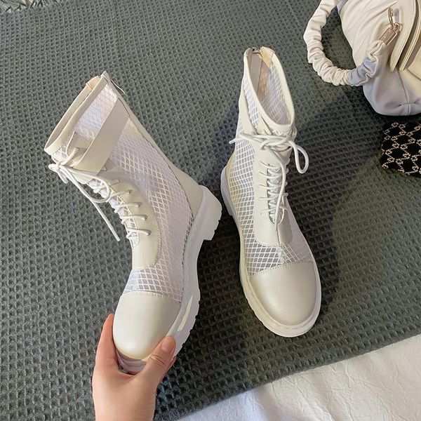 boots summer fashion genuine leather hollow mesh women ankle round toe thick heels casual shoes woman, Black
boots summer fashion genuine leather hollow mesh women ankle round toe thick heels casual shoes woman, Black