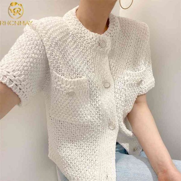 summer korean causal women knitwear short sleeve single breasted o-neck knitted coat fashion cardigan jacket 210506, White
summer korean causal women knitwear short sleeve single breasted o-neck knitted coat fashion cardigan jacket 210506, White