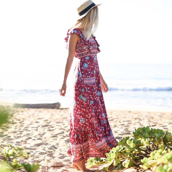 casual dresses backless ruffles long beach holiday bohemian print floral maxi es women summer slim red pareos m6pr, Black;gray
casual dresses backless ruffles long beach holiday bohemian print floral maxi es women summer slim red pareos m6pr, Black;gray