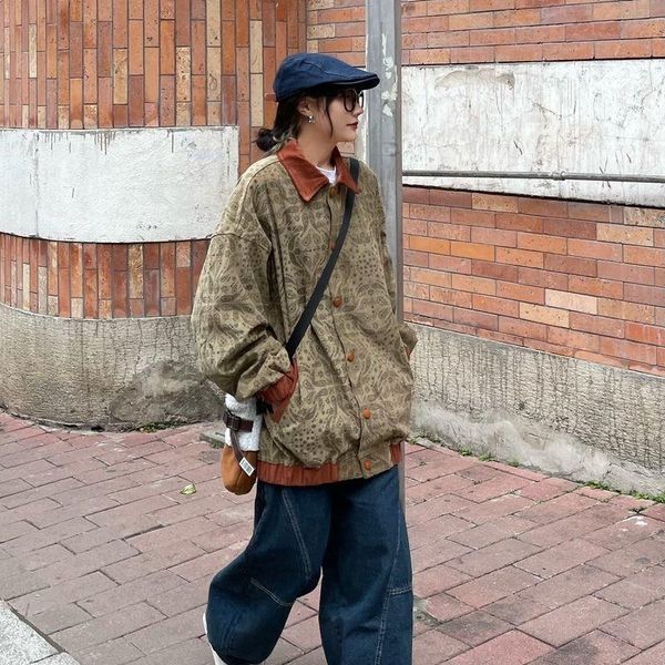 women's jackets jacket women spring autumn 2021 korean oversize all-match men retro bear flower print casual couple vintage baseball, Black;brown
women's jackets jacket women spring autumn 2021 korean oversize all-match men retro bear flower print casual couple vintage baseball, Black;brown