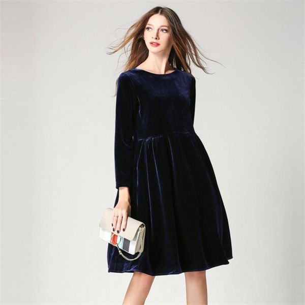 women vintage empire velvet midi dress long sleeve o-neck solid party with pocket 2021 autumn winter fashion vestidos casual dresses, Black;gray
women vintage empire velvet midi dress long sleeve o-neck solid party with pocket 2021 autumn winter fashion vestidos casual dresses, Black;gray