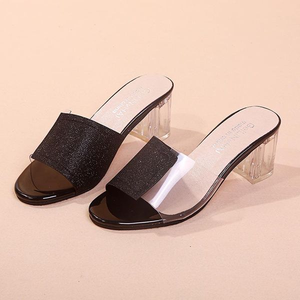 slippers women's summer 2021 fashion wear thick heel fish mouth open toe one word cool, Black
slippers women's summer 2021 fashion wear thick heel fish mouth open toe one word cool, Black