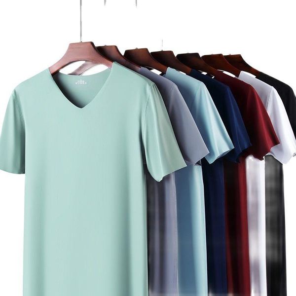 men's t-shirts summer traceless ice silk short sleeve t-shirt slim casual breathable v-neck half bottom shirt, White;black
men's t-shirts summer traceless ice silk short sleeve t-shirt slim casual breathable v-neck half bottom shirt, White;black