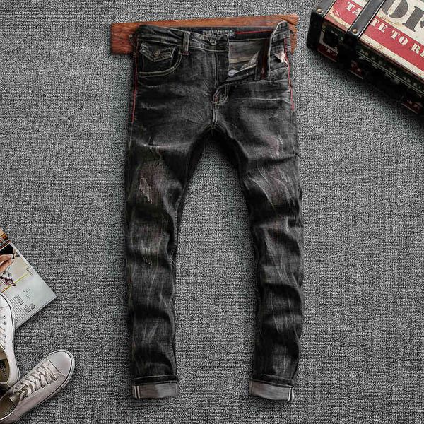 jeans italian style fashion men jeans retro black gray slim fit ripped denim pants vintage designer cotton long trousers, Blue
jeans italian style fashion men jeans retro black gray slim fit ripped denim pants vintage designer cotton long trousers, Blue