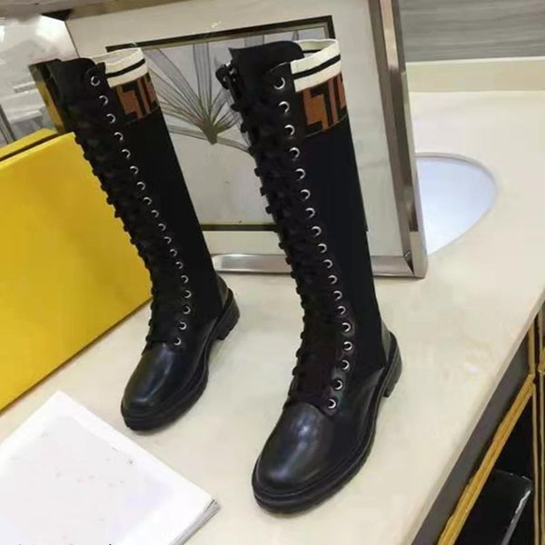 boots women's knitted socks style flat-bottomed battle over knee leather foot embossed lace signs elastic fabric sho, Black
boots women's knitted socks style flat-bottomed battle over knee leather foot embossed lace signs elastic fabric sho, Black