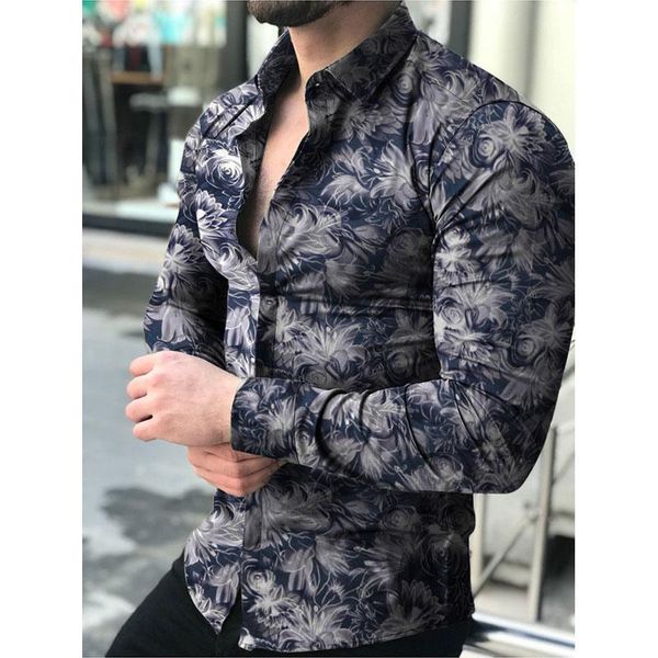 men's casual shirts spring and autumn long-sleeved shirt, fashionable lapel print slim shirt top, White;black
men's casual shirts spring and autumn long-sleeved shirt, fashionable lapel print slim shirt top, White;black