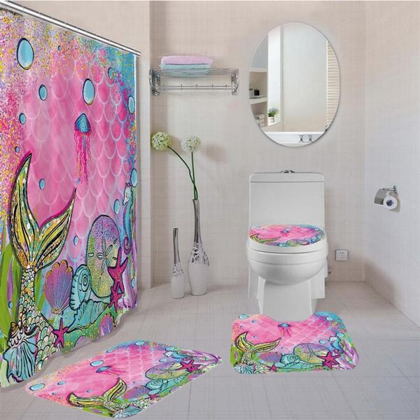 bathroom rug set mermaidshower curtain rainbow fish scale bath toilet lid cover rugs 4 piece shower screen accessory
bathroom rug set mermaidshower curtain rainbow fish scale bath toilet lid cover rugs 4 piece shower screen accessory