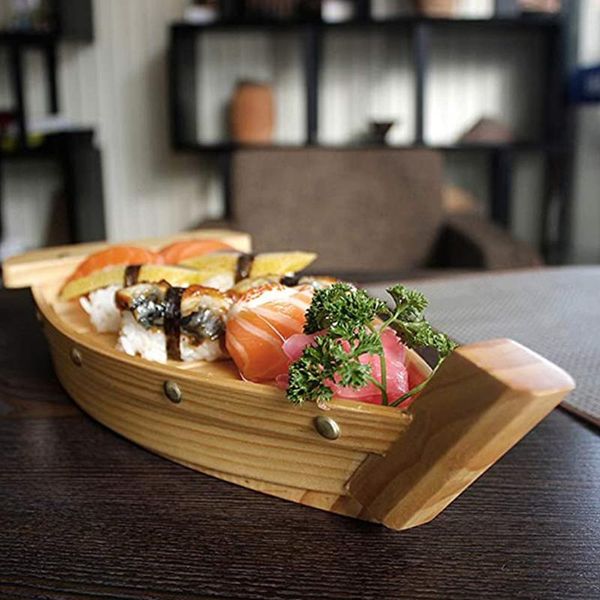 dishes & plates practical wooden sushi plate boat shaped dish japanese style snack tray serving for home restaurant size l m s a50
dishes & plates practical wooden sushi plate boat shaped dish japanese style snack tray serving for home restaurant size l m s a50