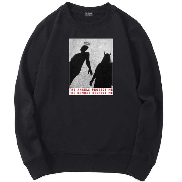men's printed angel devil hoodie, personalized sweatpants, simple, hip-hop, street crew neck, Black
men's printed angel devil hoodie, personalized sweatpants, simple, hip-hop, street crew neck, Black