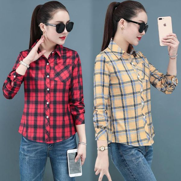 women's blouses & shirts blouse women summer shirt long sleeve square collar plaid blusas mujer de moda, White
women's blouses & shirts blouse women summer shirt long sleeve square collar plaid blusas mujer de moda, White
